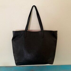 Cuyana Classic Large Black Leather Tote With Dual Handles & Inner Pocket